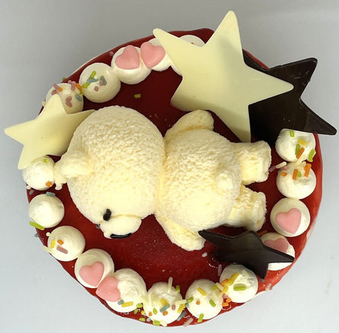 アイス風レアチーズケーキミックスベリーとクマのデコレーション4号