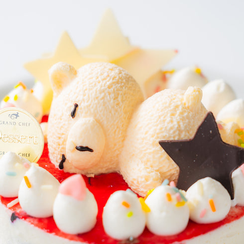 おやすみクマのアイス風レアチーズケーキ 4号 ミックスベリー × 星空デザイン|誕生日・ギフトに