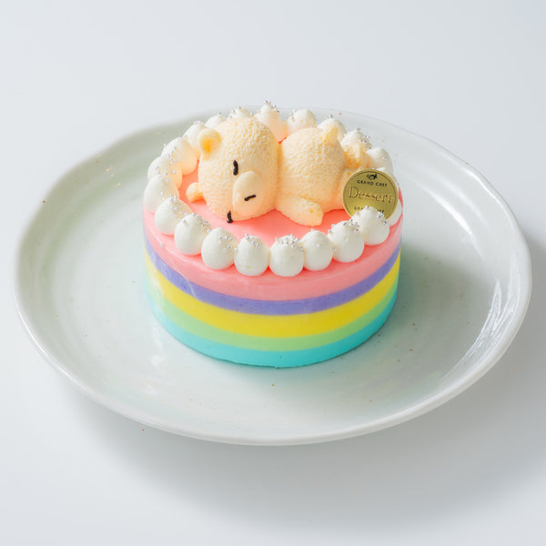 【レインボー限定】おやすみベアのはちみつレモンヨーグルトケーキ 4号/5号|誕生日・サプライズ・写真映え