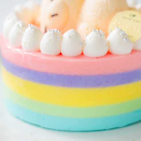 【レインボー限定】おやすみベアのはちみつレモンヨーグルトケーキ 4号/5号|誕生日・サプライズ・写真映え